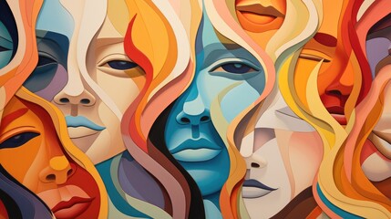 cubism-inspired artistic representation - striking facial features, perfect for gallery quality prints, art enthusiasts, and collectors