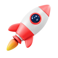 rocket fly 3d illustration