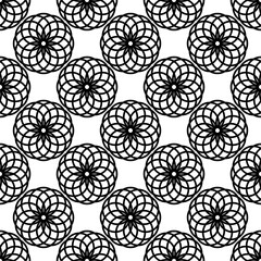 black and white seamless pattern circle stylish mandala flower shaping snowflake decoration ornamental fabric textile tile texture vector illustration 