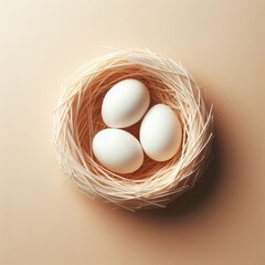 eggs in a nest on simple background
