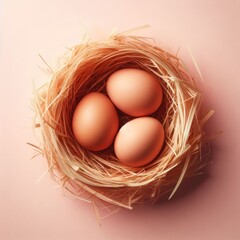 eggs in a nest on simple background
