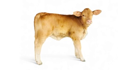 Brahman cattle calf standing on a white background