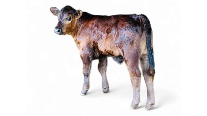 Brahman cattle calf standing on a white background