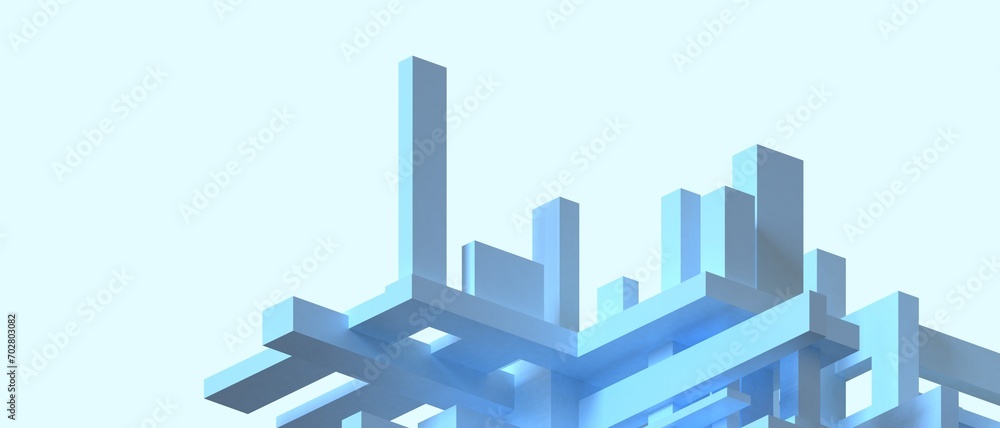 Poster abstract background with blue square geometric shapes in business ideas with the path of success and