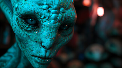 blue alien extraterrestrial sci-fi background - obrazy, fototapety, plakaty
