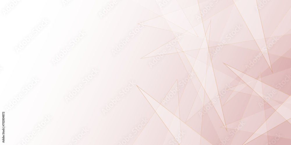 Fototapete Abstract geometric white and pink polygon technology business concept background. abstract Minimal geometric triangle shapes golden line with geometric banner design .Geometry shine and layer element 