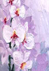 Orchid flowers. Oil painting picture