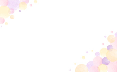 水彩風な可愛いピンク系の水玉フレームイラスト(文字なし)