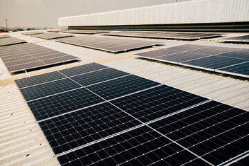 Solar cell farm power plant eco-technology. landscape of Solar cell panels in a photovoltaic power...