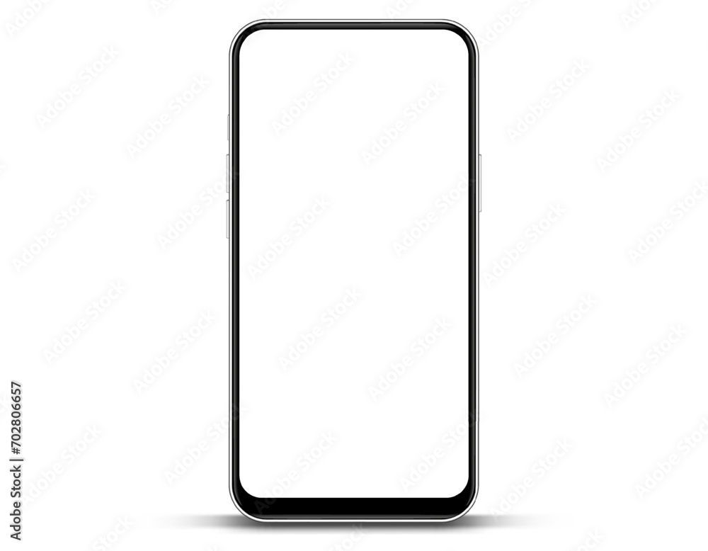 Leinwandbilder 3d high quality vector smartphone mockups. Ultra realistic mobile device UI UX mockup for presentation template. Cellphone frame with blank screen isolated templates. 3d isometric illustration.
