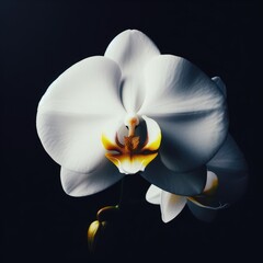 white orchid on black background
