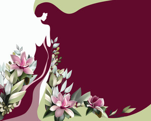Beautiful woman silhouette with flowers. Vector illustration for your design
