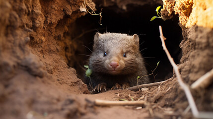 Wombat Burrow in Natural Surroundings Showcasing Australian Wildlife