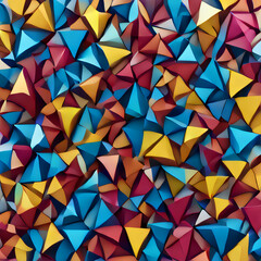 Abstract background - 3d colorful triangles and volumetric shapes