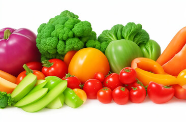 Colorful vegetables isolated on white background