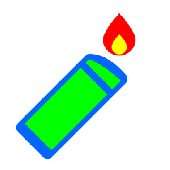 Burning gas lighter with fire illustration