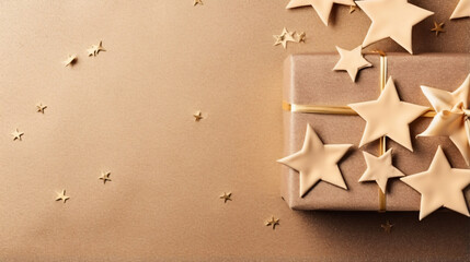 Beige gold starry christmas texture holiday background