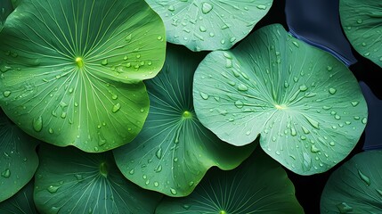 Beautiful green lily leaf or lotus flower leaves