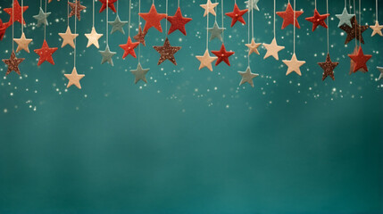 Festive christmas coloured starry decorations 