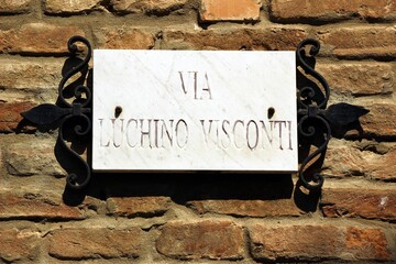 Italy, Emilia, Piacenza: Foreshortening of Medieval Village of Grazzano Visconti.