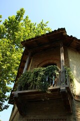 Italy, Emilia, Piacenza: Foreshortening of Medieval Village of Grazzano Visconti.