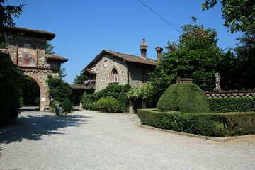 Fototapeta na wymiar Italy, Emilia, Piacenza: Foreshortening of Medieval Village of Grazzano Visconti.
