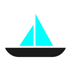 Sailboat cruise sea transportation flat illustration