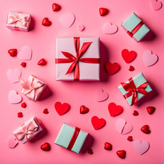 seamless pattern with hearts and gift boxes