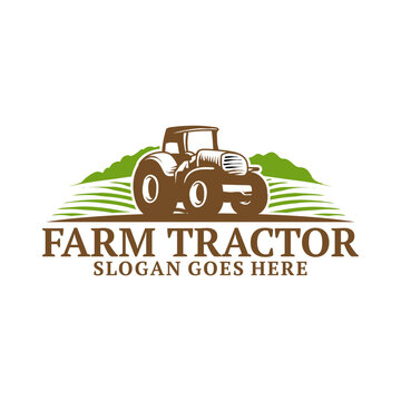 Tractor logo farming industrial vehicle design simple minimalist.