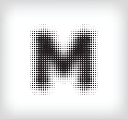 Creative dotted letter M design. Alphabet set pixel is flat and solid. Integrative and integrative pixel movement. Modern icon ports.