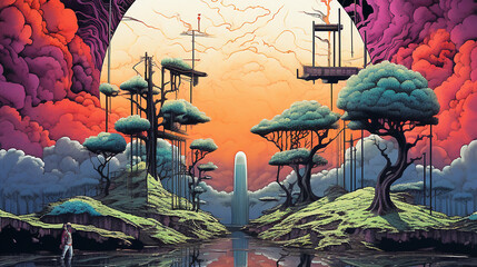 landscape with random oil painting