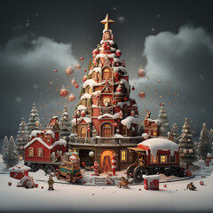 christmas tree in front of the church