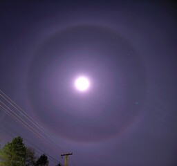 Moon with halo phenomenon.