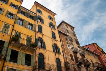 Streets of Verona (Veneto) city in Italy, lots of heritage and historical buildings and ancient...