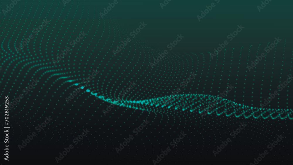 Poster abstract digital wave of particles. futuristic point wave. technology background vector. 3d renderin