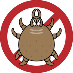 ポップなダニの禁止マーク付きイラスト