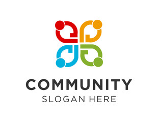 The logo design is about Community and was created using the Corel Draw 2018 application with a white background.