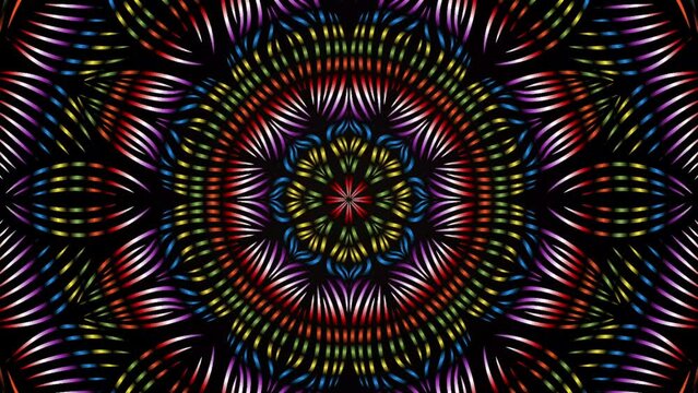 Beautiful colourful caleidoscope circle sphere with aesthetic batik pattern motion graphics 