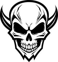 Fototapeta premium Skull | Black and White Vector illustration