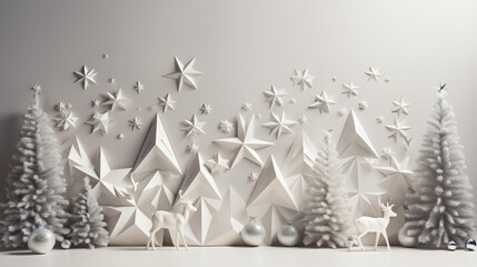 Silver and white stars and festive design for christmas