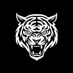 Tiger - Black and White Isolated Icon - Vector illustration
