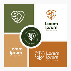 Psychology Logo with Brain and Heart