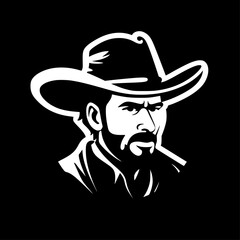 Cowboy | Black and White Vector illustration