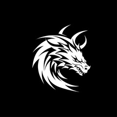 Dragon - Black and White Isolated Icon - Vector illustration