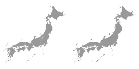 Japan map with regions. Vector illustration - obrazy, fototapety, plakaty
