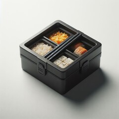 black food container on white
