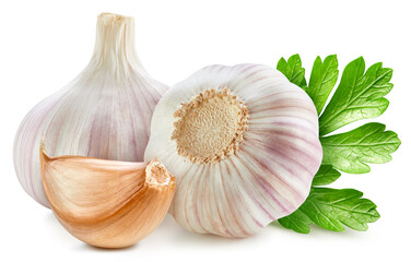 Organic garlic isolated on white background