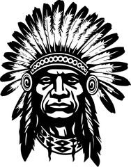 Indian Chief - Minimalist and Flat Logo - Vector illustration