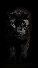 A close up of a black panther's face