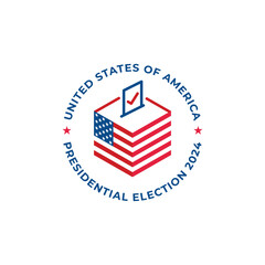 United states of america USA, presidential election 2024, voting president. Vector icon template